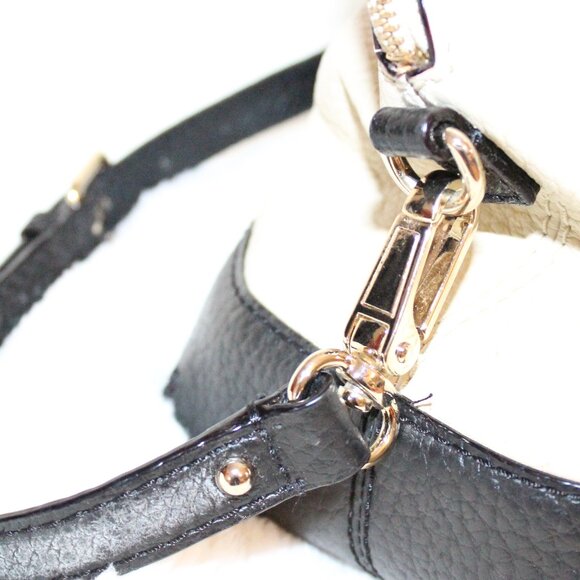 Kate Spade Pebbled Leather Purse Large Cream Black Handbag Satchel Bag 2 Tone - Picture 11 of 11